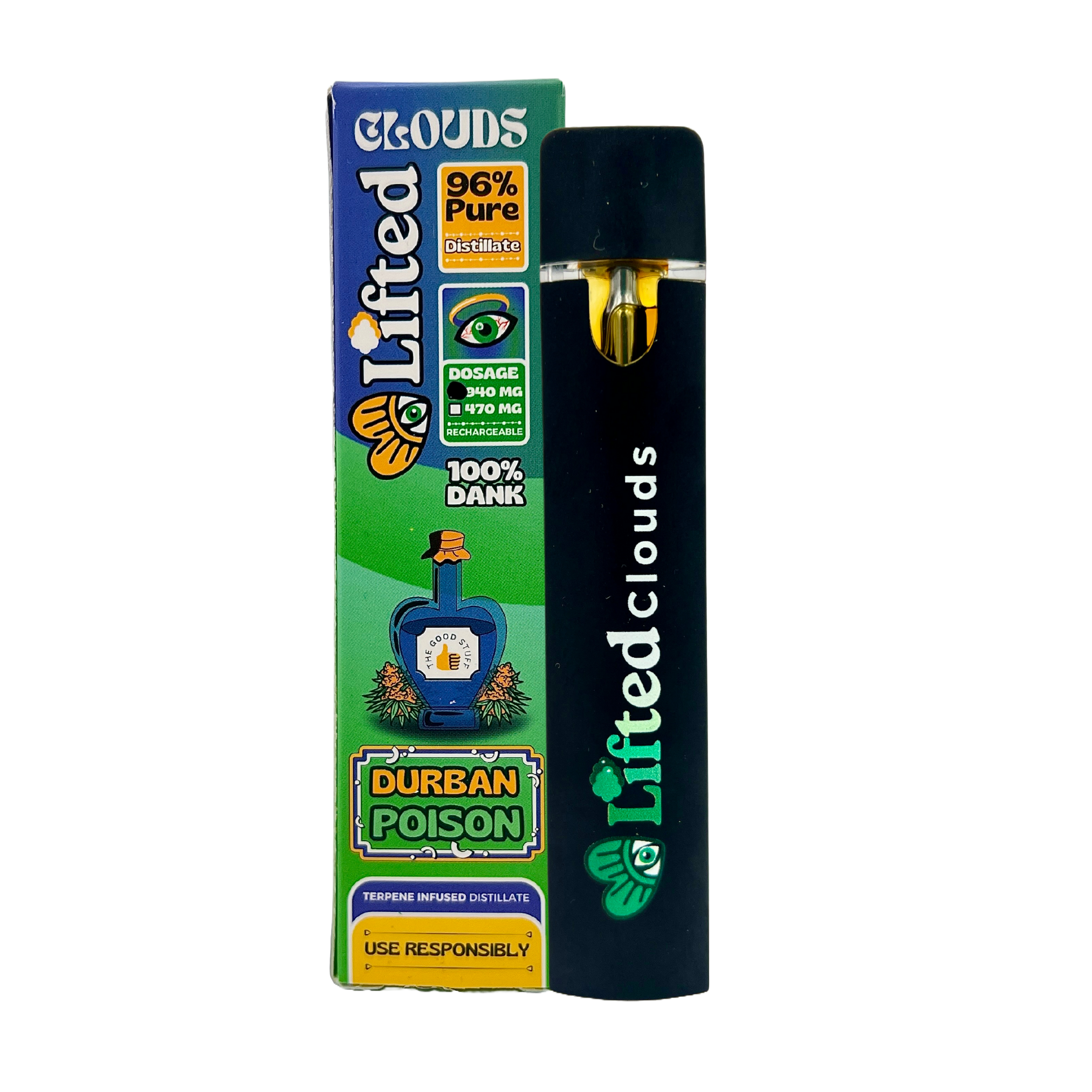 Durban Poison Full Spectrum Disposable Vape Pen by Lifted Clouds